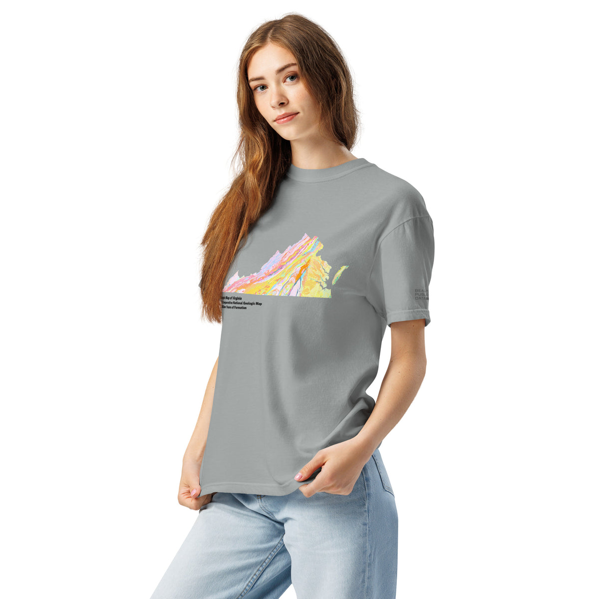 Virginia State Geology Map T-Shirt, USGS Bedrock Earth Science Tee (Light)