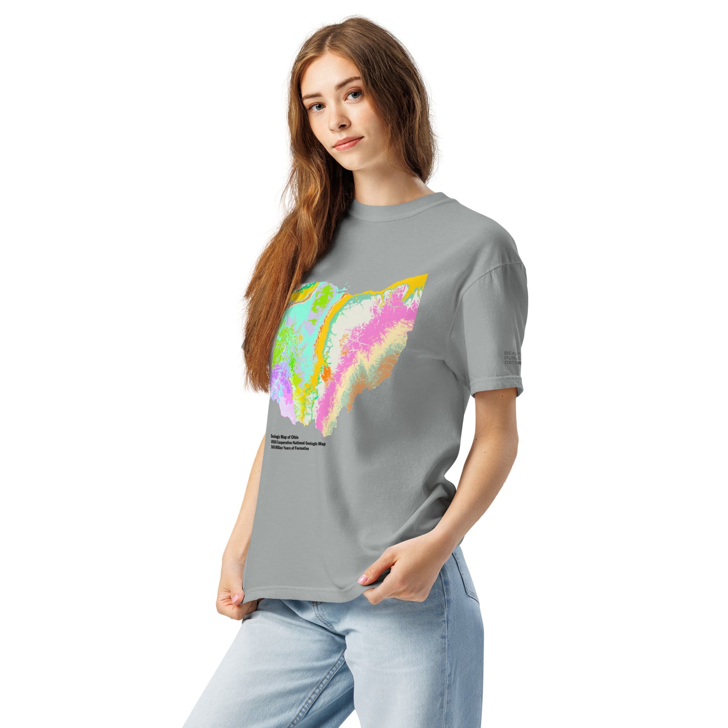 Ohio State Geology Map T-Shirt, USGS Bedrock Earth Science Tee (Light)