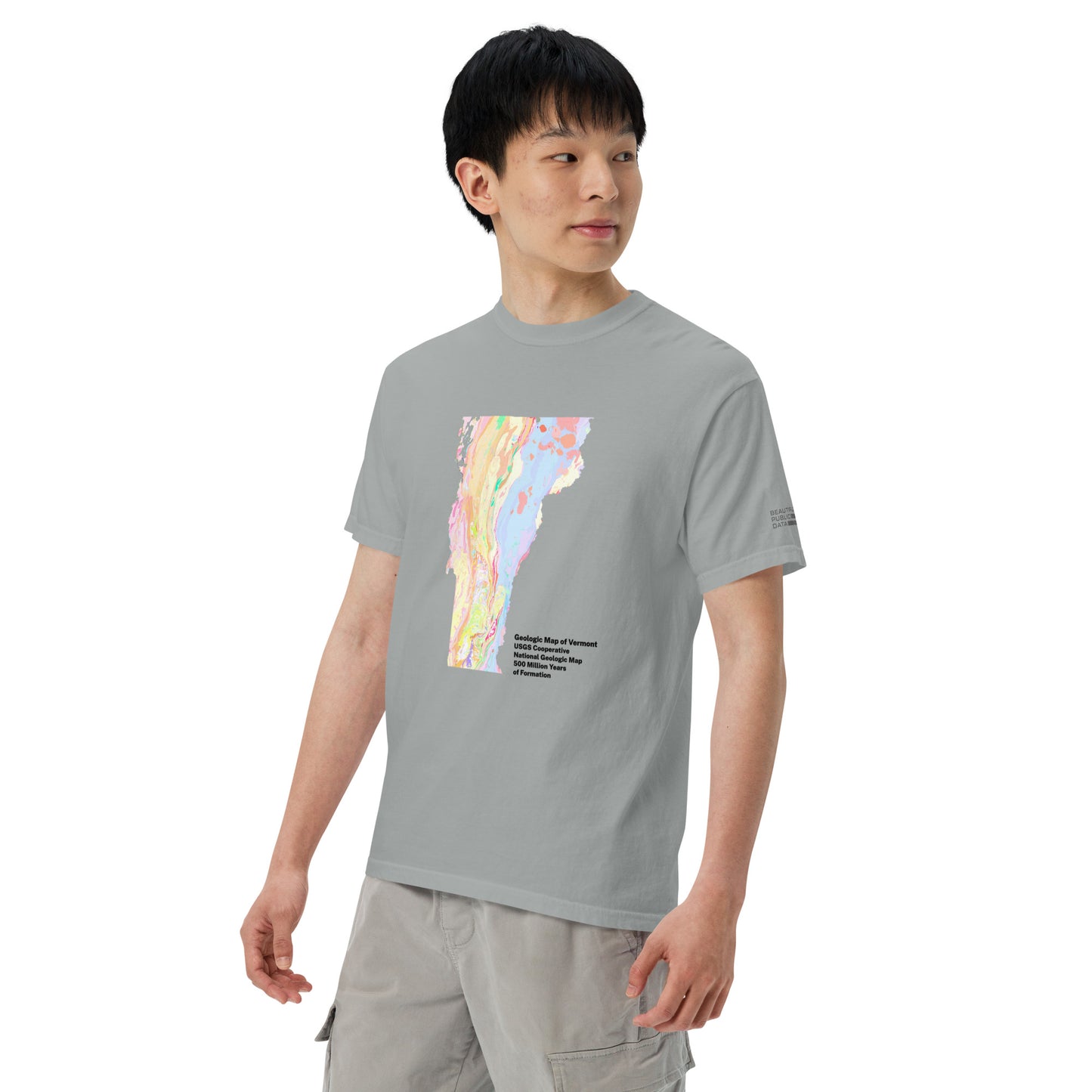 Vermont State Geology Map T-Shirt, USGS Bedrock Earth Science Tee (Light)