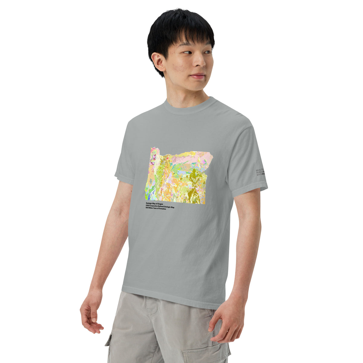 Oregon State Geology Map T-Shirt, USGS Bedrock Earth Science Tee (Light)
