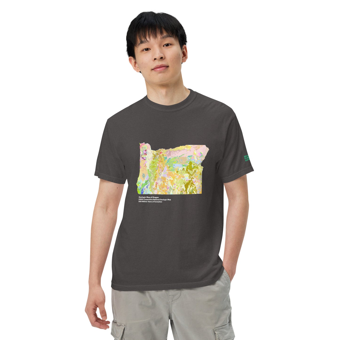 Oregon State Geology Map T-Shirt, USGS Bedrock Earth Science Tee (Dark)