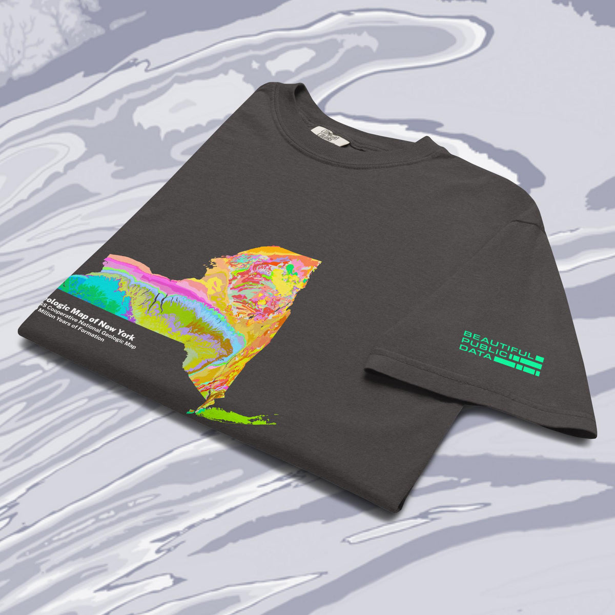 New York State Geology Map T-Shirt, USGS Bedrock Earth Science Tee