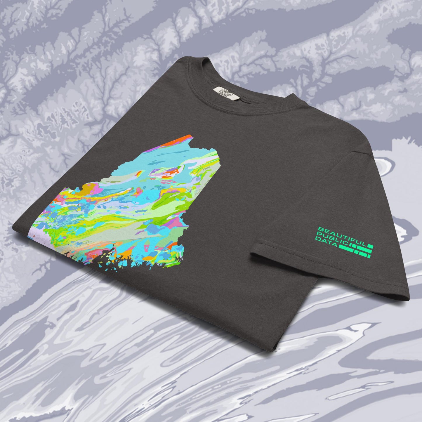 Maine State Geology Map T-Shirt, USGS Bedrock Earth Science Tee (Dark)
