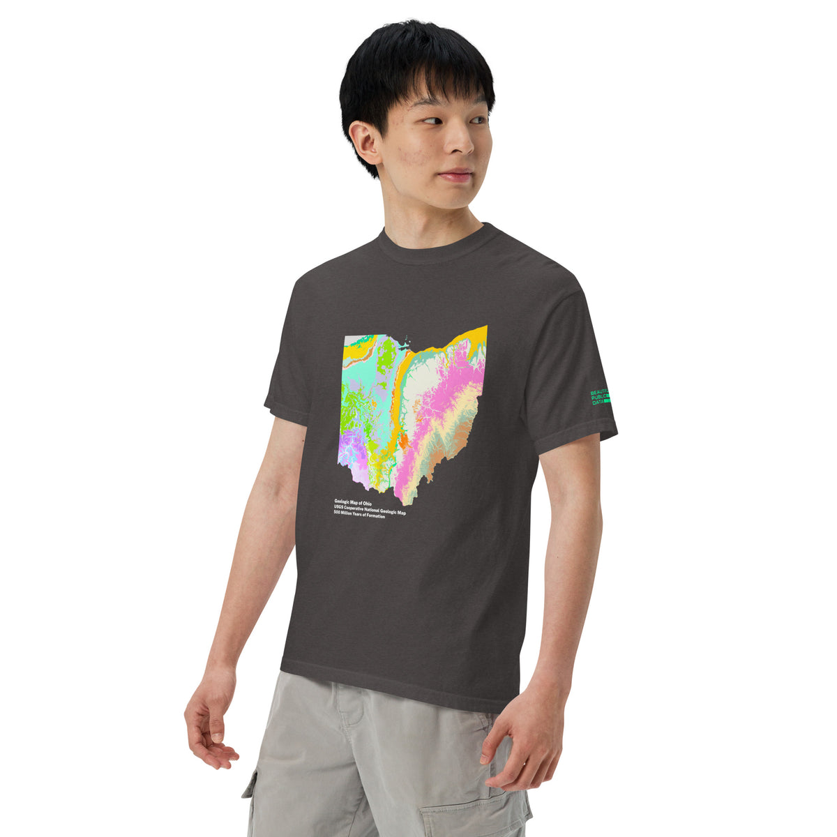 Ohio State Geology Map T-Shirt, USGS Bedrock Earth Science Tee (Dark)