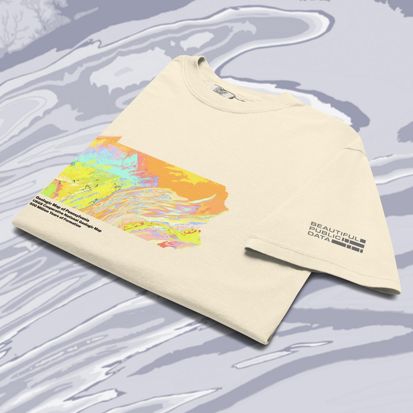 Pennsylvania State Geology Map T-Shirt, USGS Bedrock Earth Science Tee (Light)