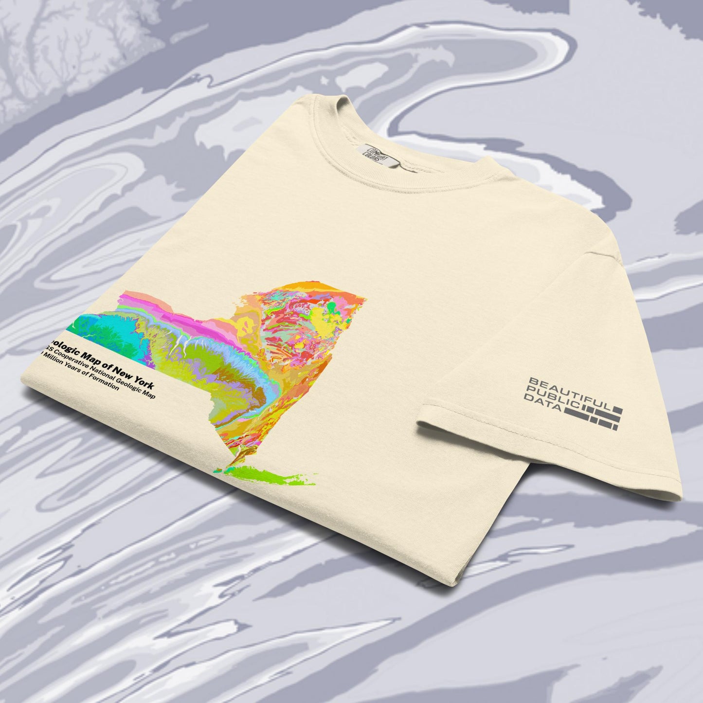 New York State Geology Map T-Shirt, USGS Bedrock Earth Science Tee