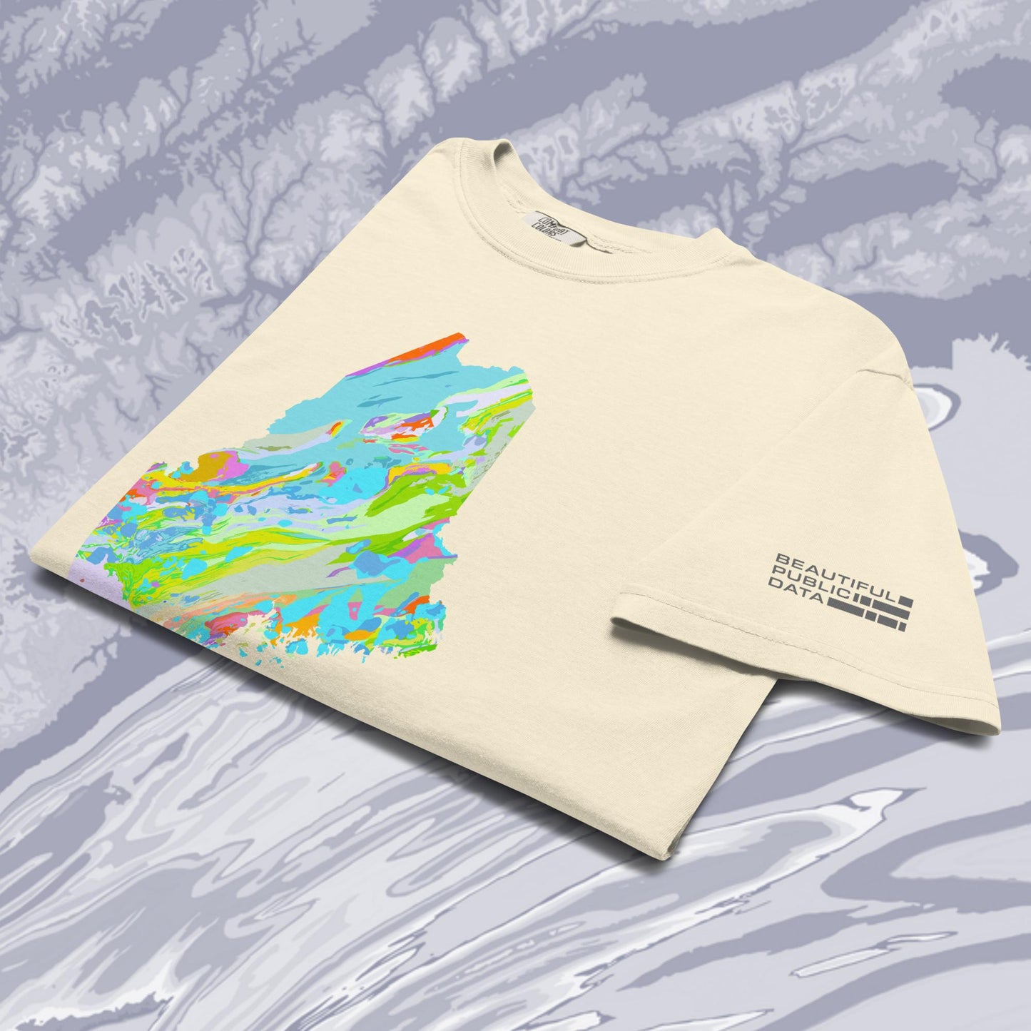 Maine State Geology Map T-Shirt, USGS Bedrock Earth Science Tee (Light)