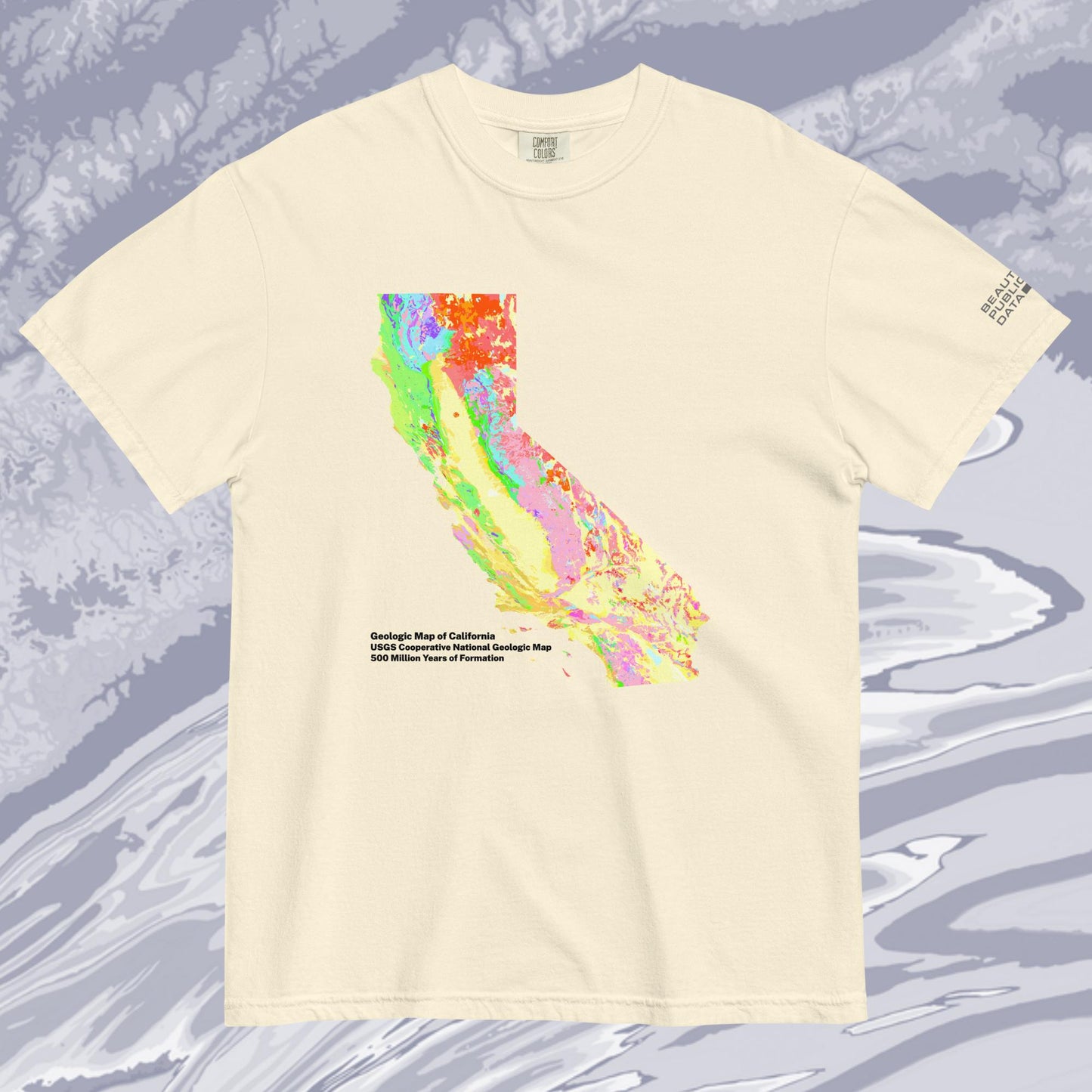 California State Geology Map T-Shirt, USGS Bedrock Earth Science Tee (Light)