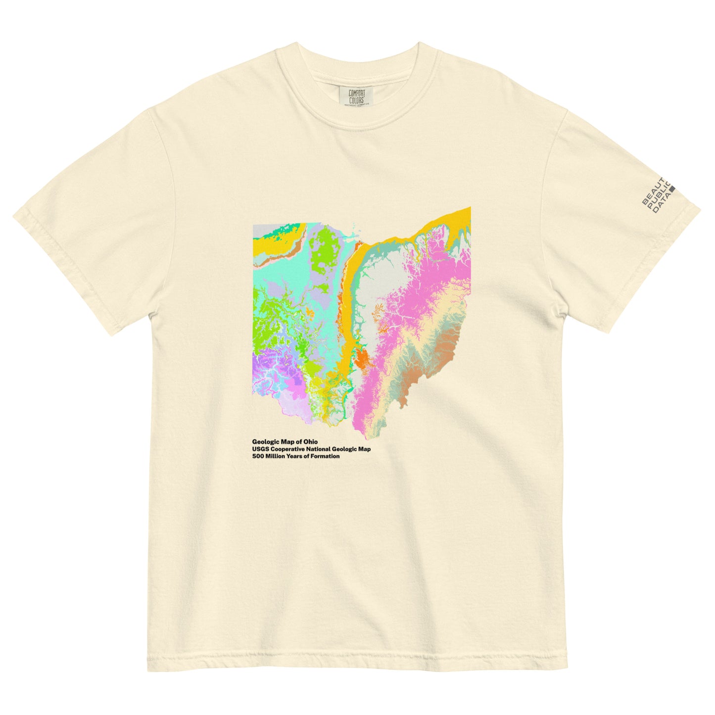Ohio State Geology Map T-Shirt, USGS Bedrock Earth Science Tee (Light)