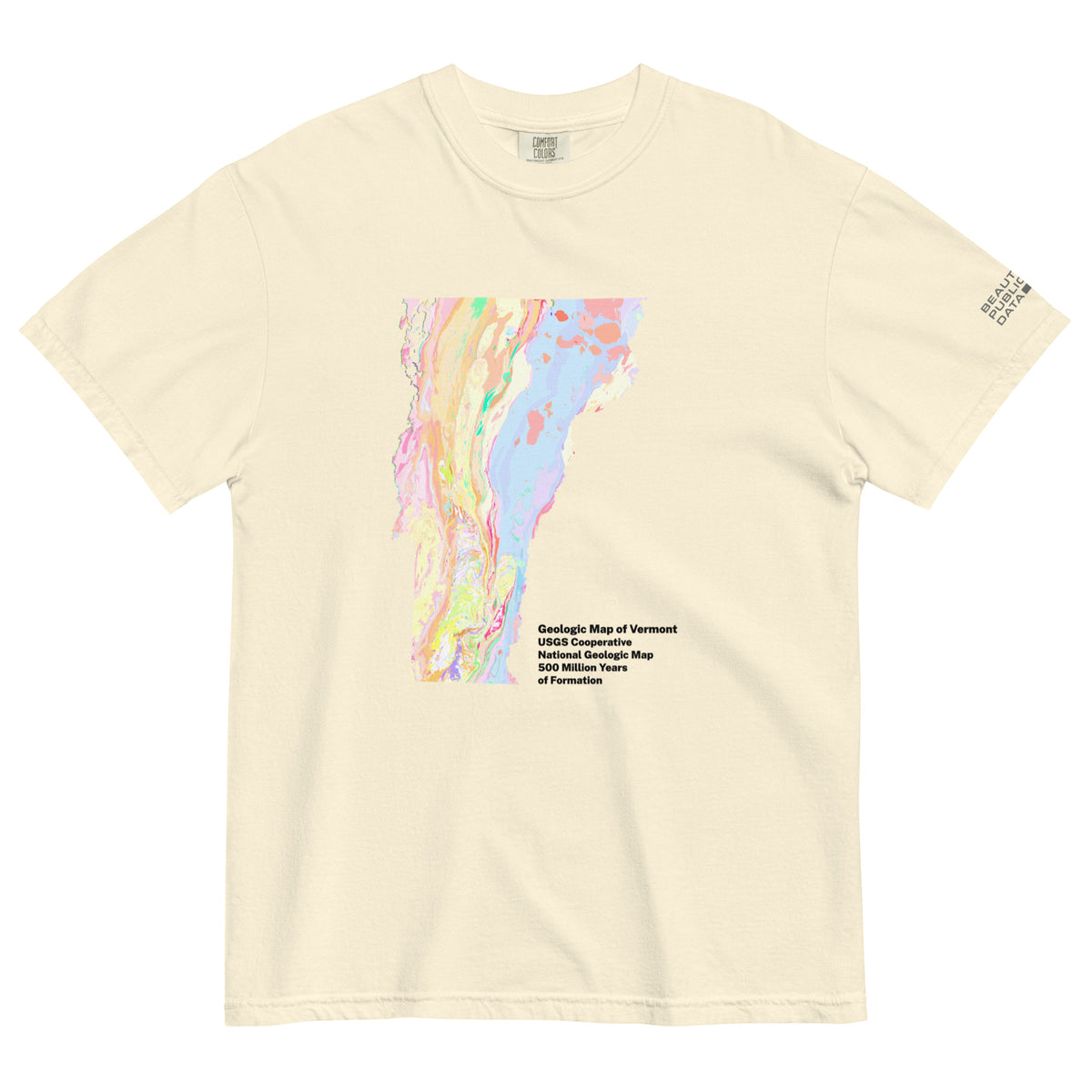 Vermont State Geology Map T-Shirt, USGS Bedrock Earth Science Tee (Light)