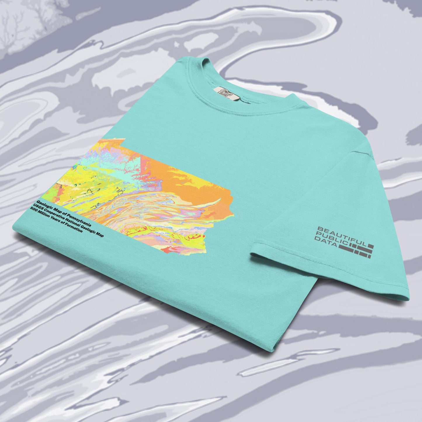 Pennsylvania State Geology Map T-Shirt, USGS Bedrock Earth Science Tee (Light)