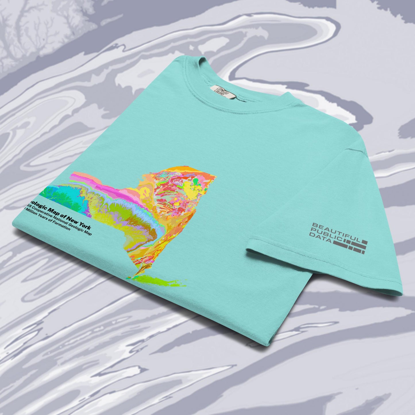 New York State Geology Map T-Shirt, USGS Bedrock Earth Science Tee