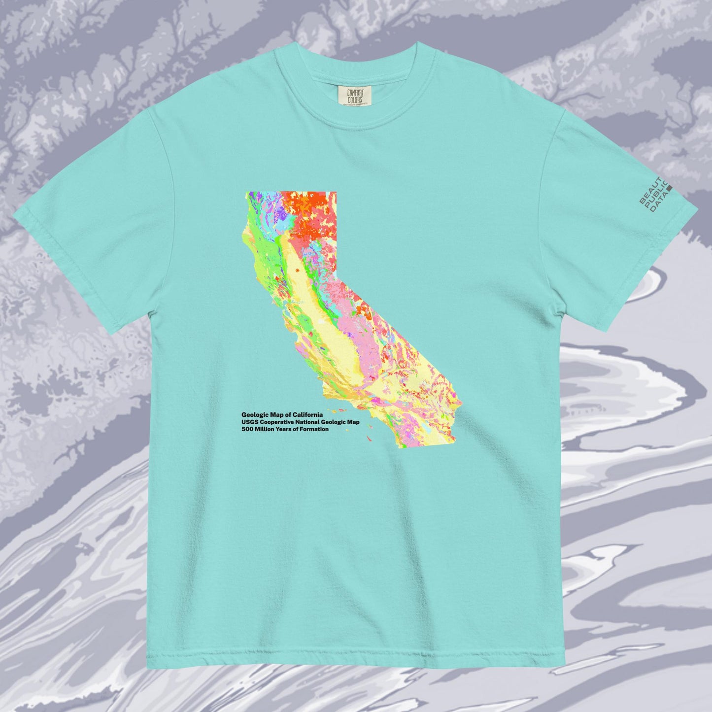 California State Geology Map T-Shirt, USGS Bedrock Earth Science Tee (Light)