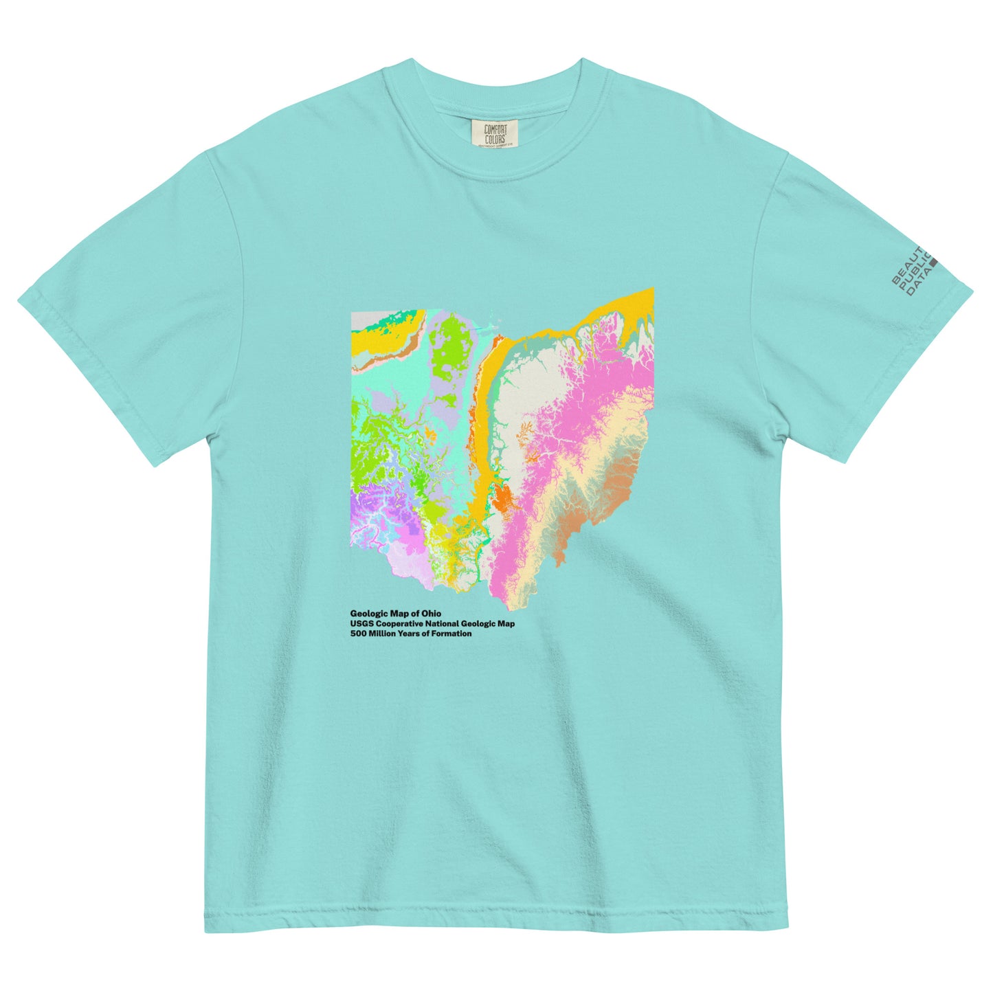 Ohio State Geology Map T-Shirt, USGS Bedrock Earth Science Tee (Light)