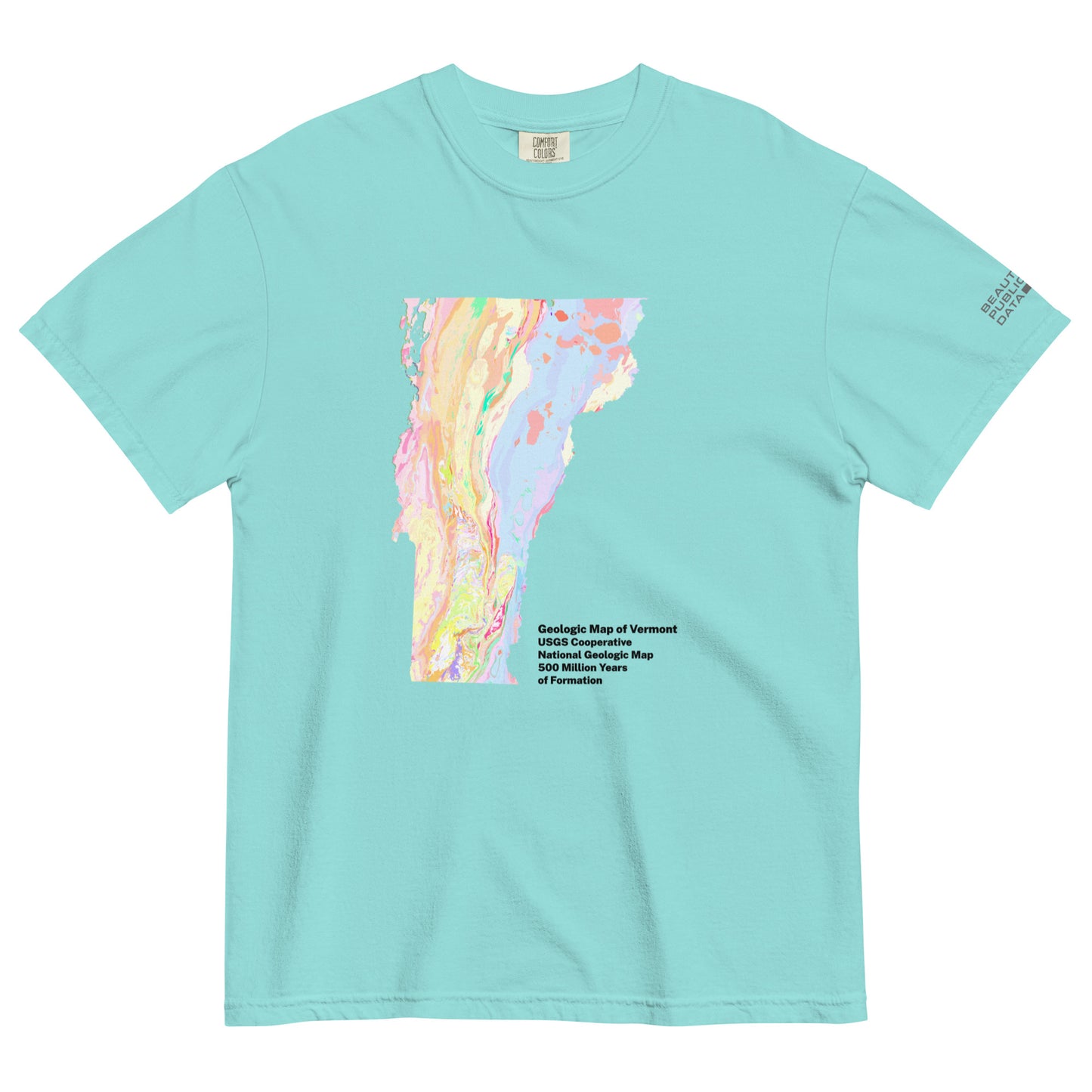 Vermont State Geology Map T-Shirt, USGS Bedrock Earth Science Tee (Light)