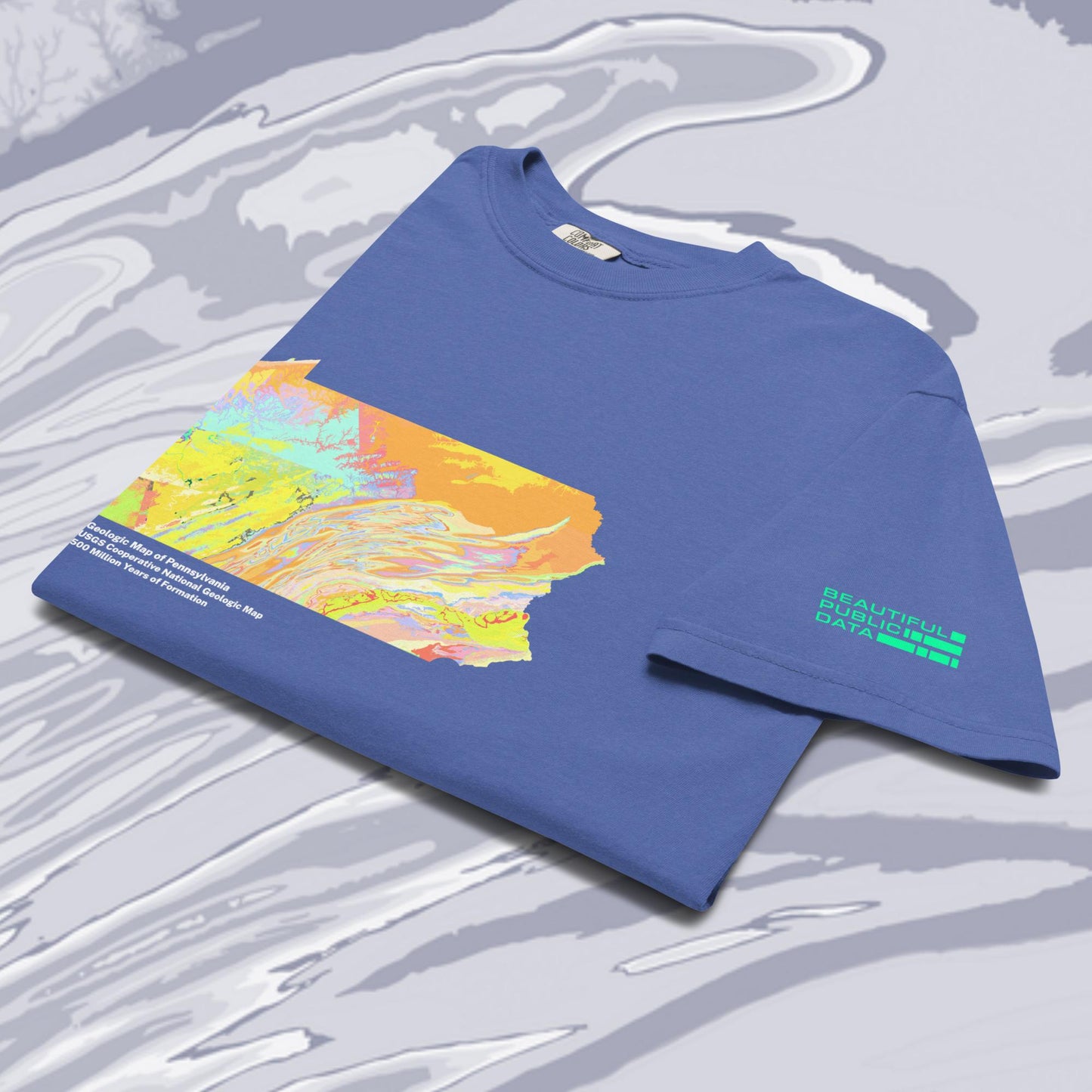 Pennsylvania State Geology Map T-Shirt, USGS Bedrock Earth Science Tee (Dark)