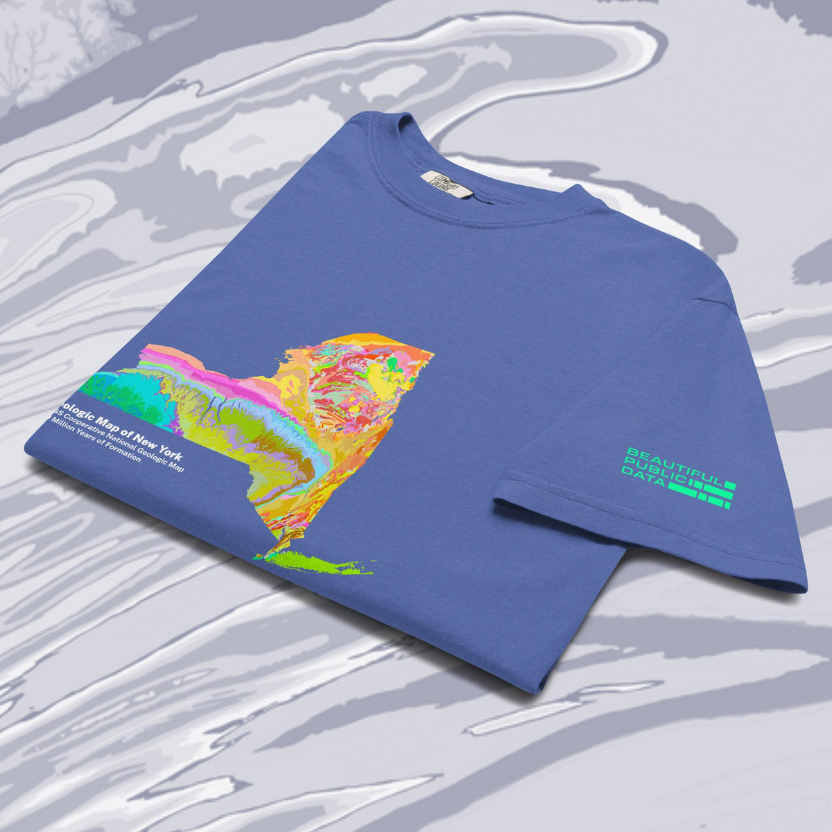 New York State Geology Map T-Shirt, USGS Bedrock Earth Science Tee
