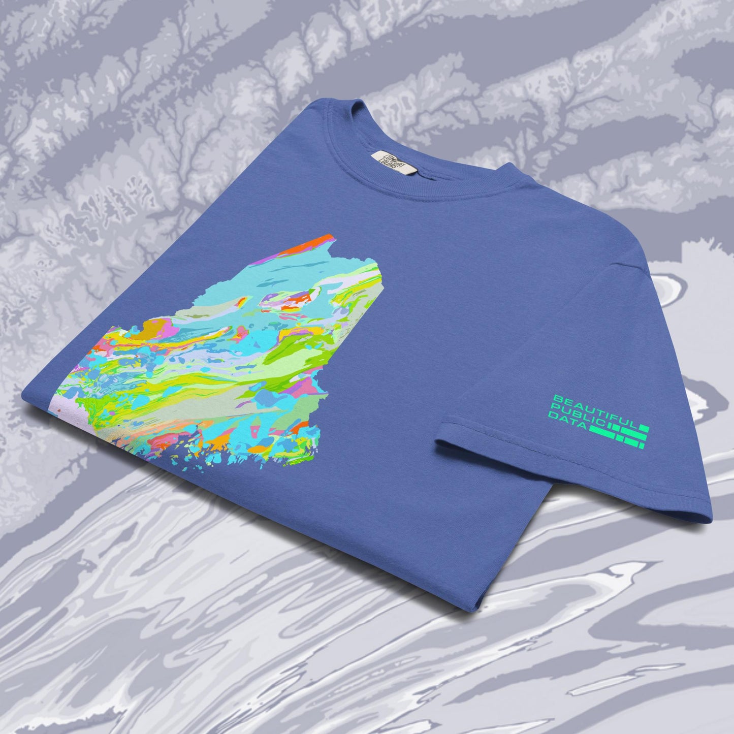 Maine State Geology Map T-Shirt, USGS Bedrock Earth Science Tee (Dark)