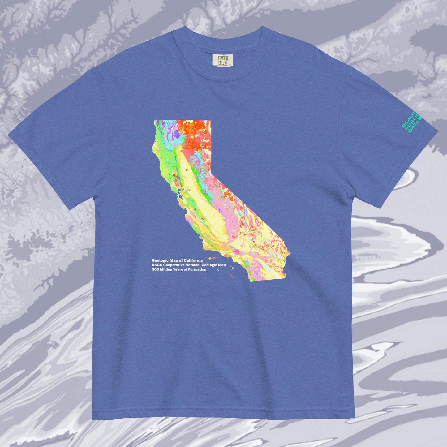 California State Geology Map T-Shirt, USGS Bedrock Earth Science Tee (Dark)