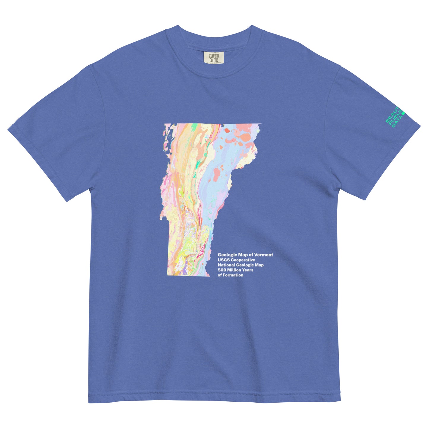 Vermont State Geology Map T-Shirt, USGS Bedrock Earth Science Tee (Dark)