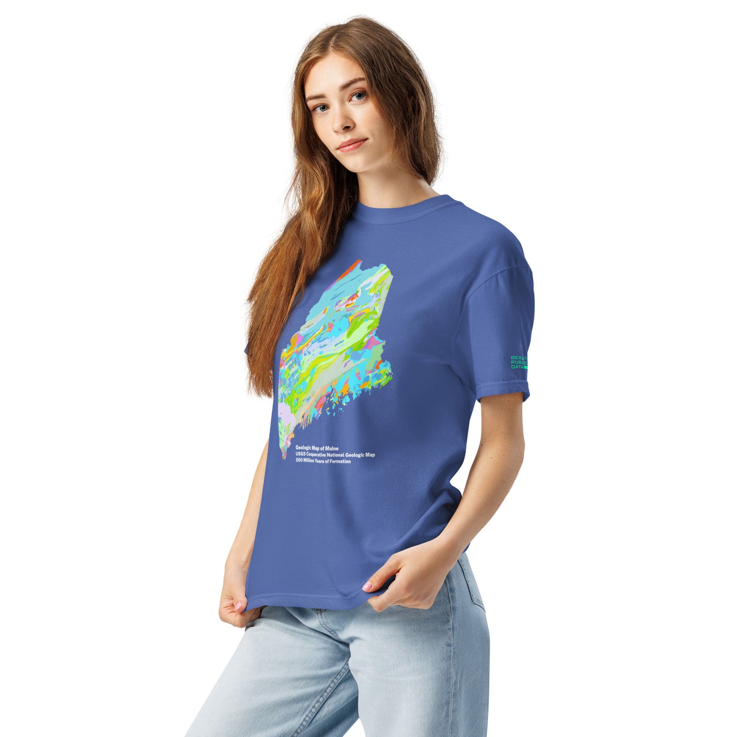 Maine State Geology Map T-Shirt, USGS Bedrock Earth Science Tee (Dark)