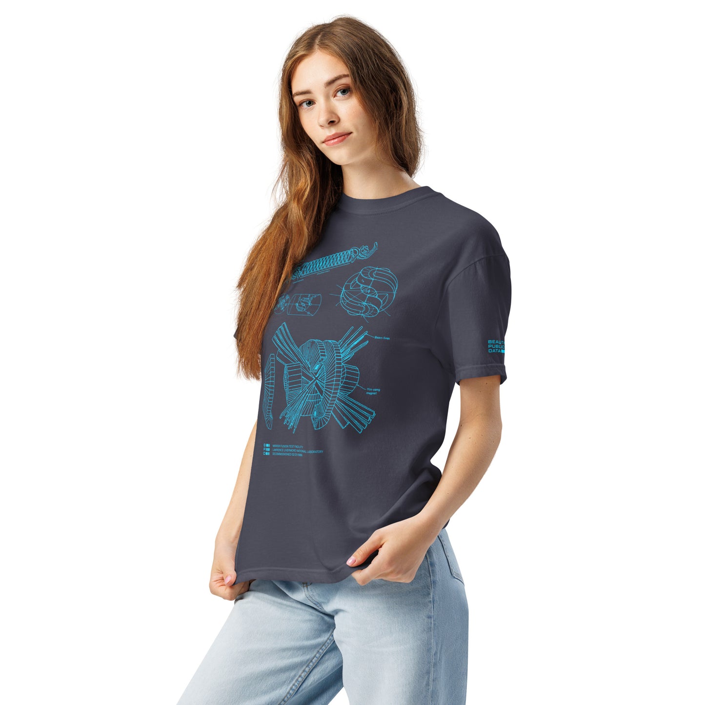 MFTF Fusion Reactor T-Shirt, Lawrence Livermore Magnet Schematic, Nuclear Physics Engineer Gift - Cold War Science Tee (Dark)