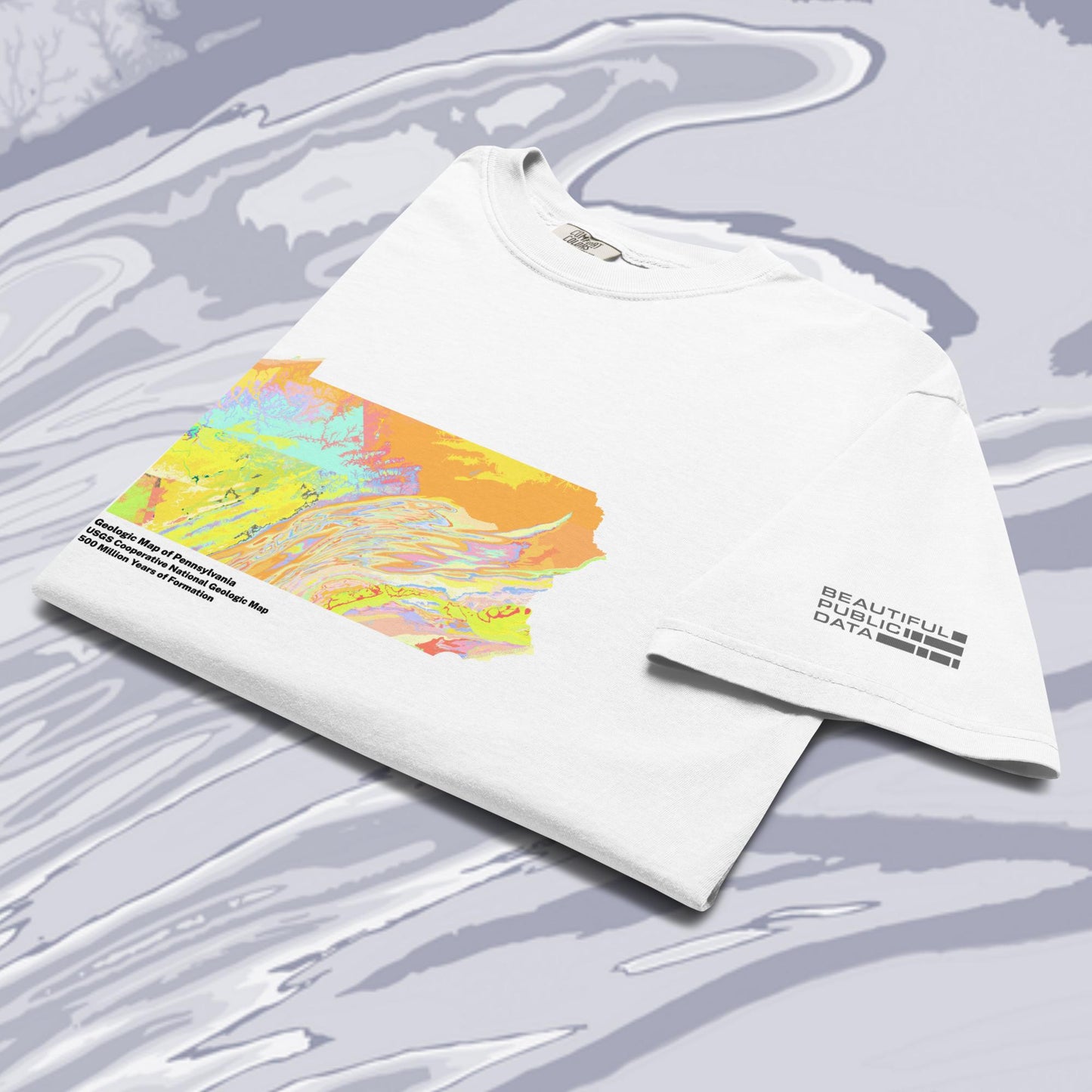 Pennsylvania State Geology Map T-Shirt, USGS Bedrock Earth Science Tee (Light)