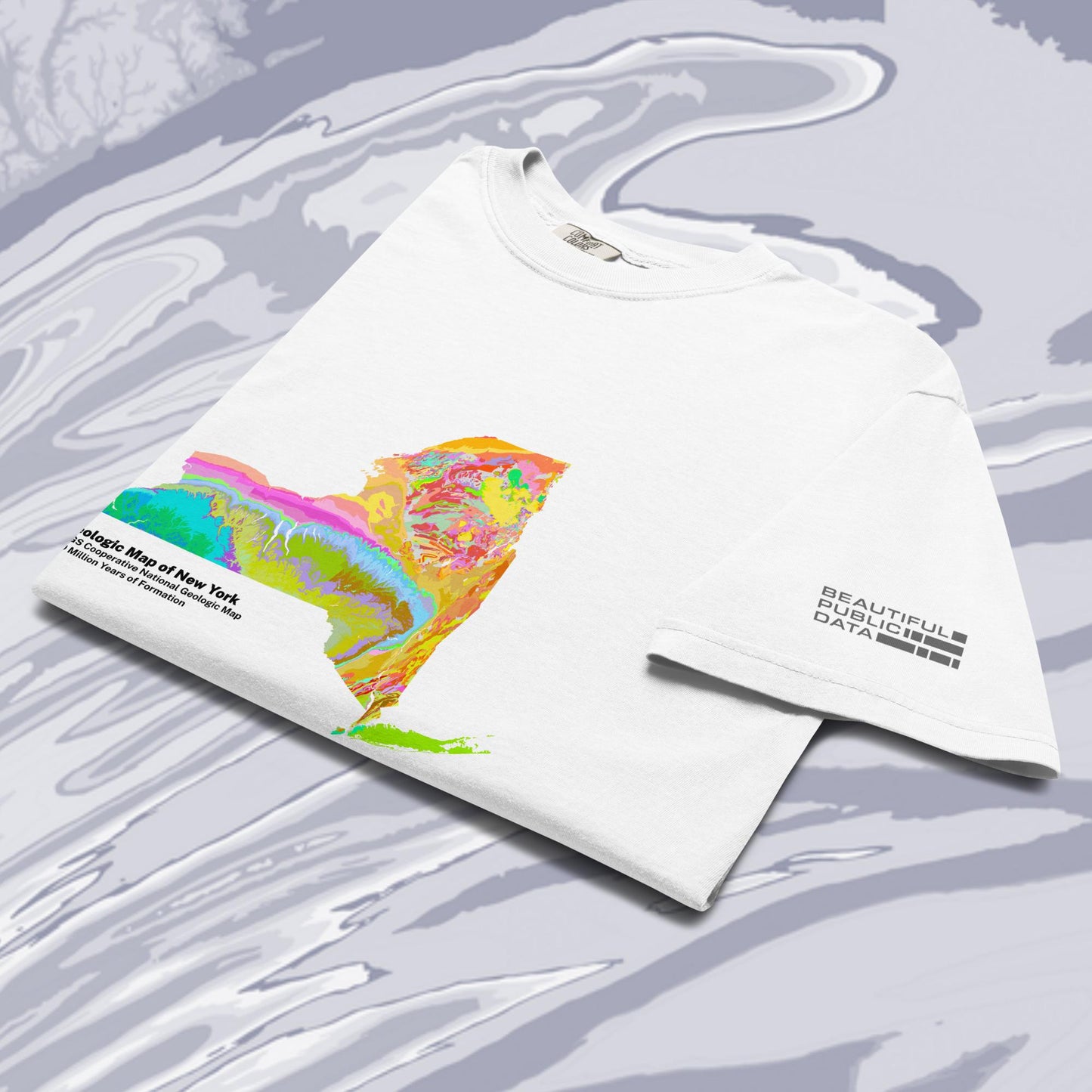 New York State Geology Map T-Shirt, USGS Bedrock Earth Science Tee