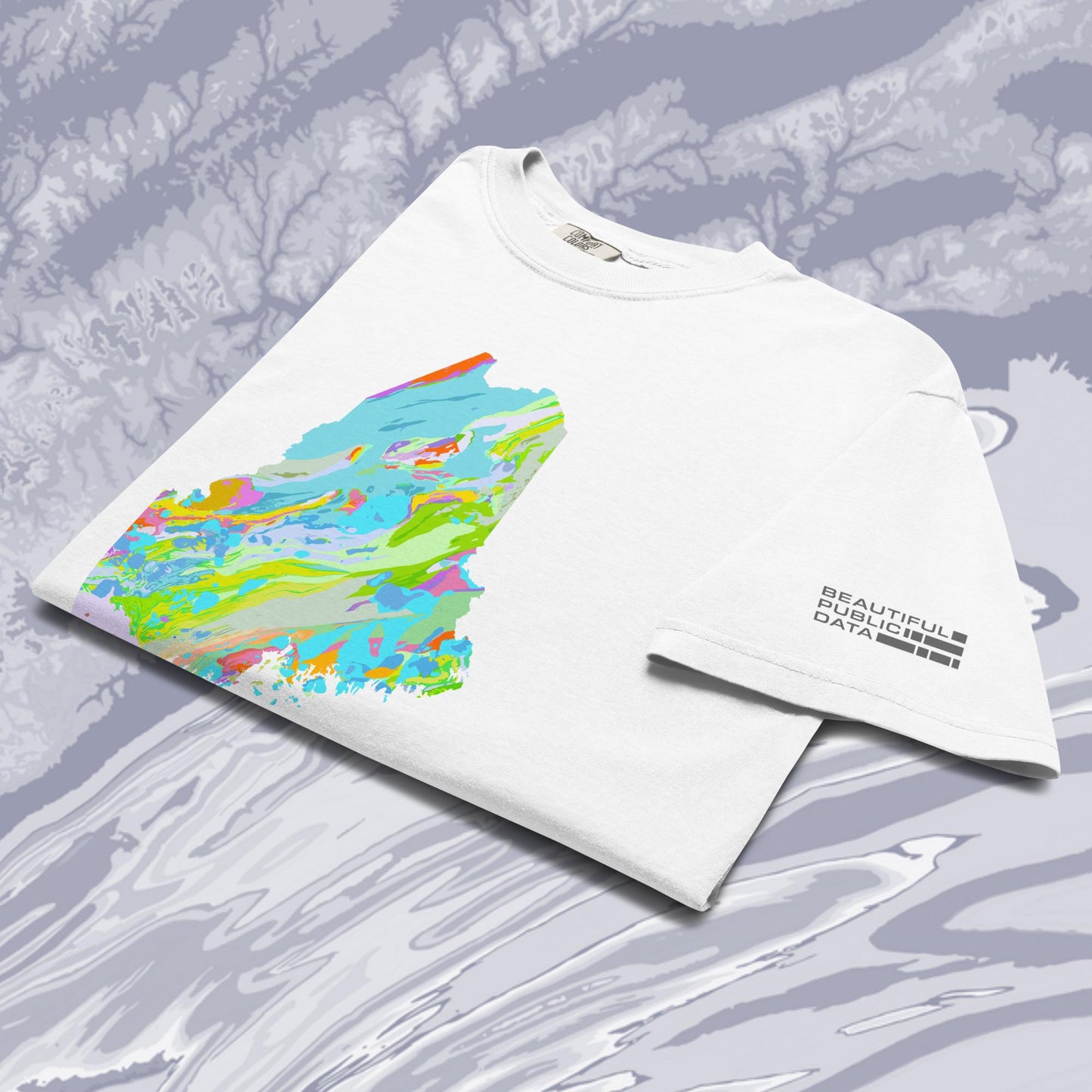 Maine State Geology Map T-Shirt, USGS Bedrock Earth Science Tee (Light)