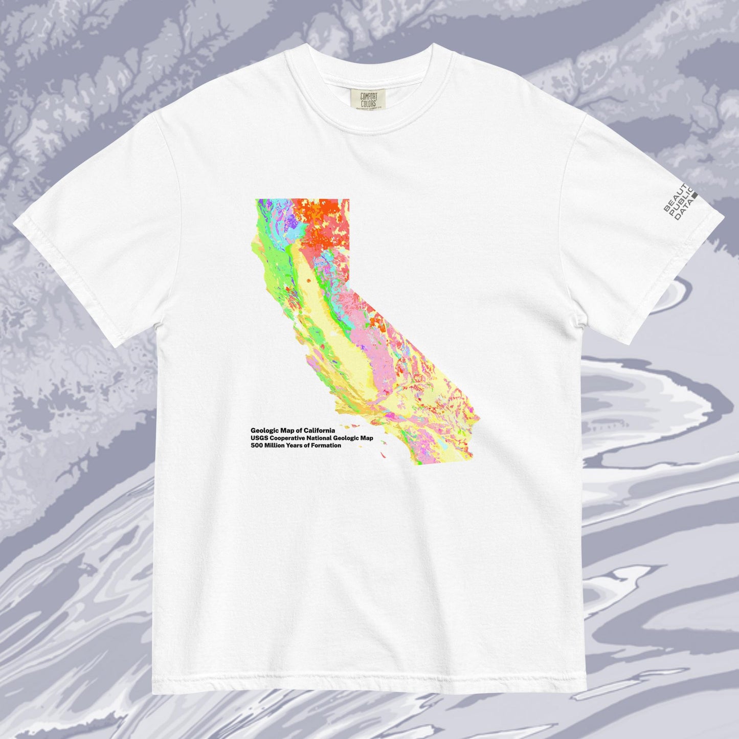 California State Geology Map T-Shirt, USGS Bedrock Earth Science Tee (Light)