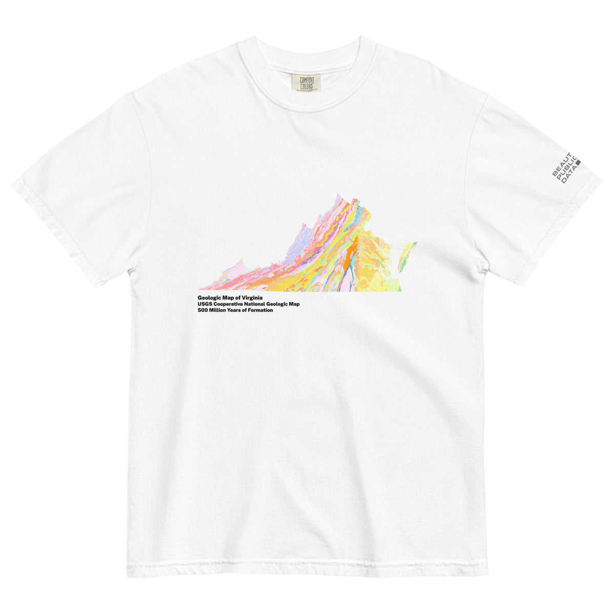 Virginia State Geology Map T-Shirt, USGS Bedrock Earth Science Tee (Light)