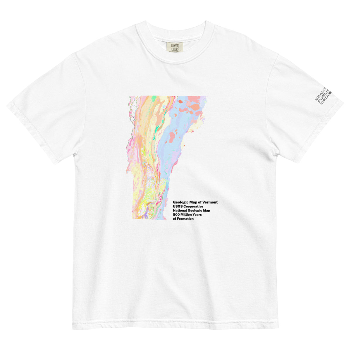 Vermont State Geology Map T-Shirt, USGS Bedrock Earth Science Tee (Light)