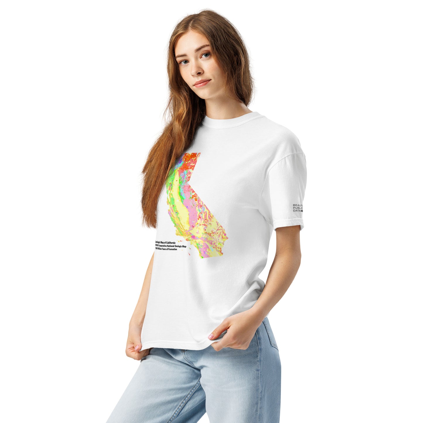 California State Geology Map T-Shirt, USGS Bedrock Earth Science Tee (Light)