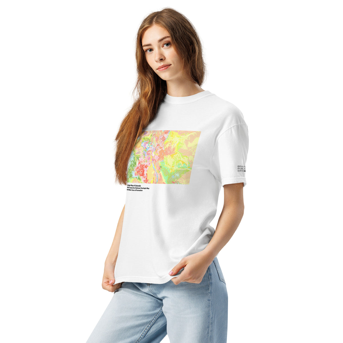Colorado State Geology Map T-Shirt, USGS Bedrock Earth Science Tee (Light)