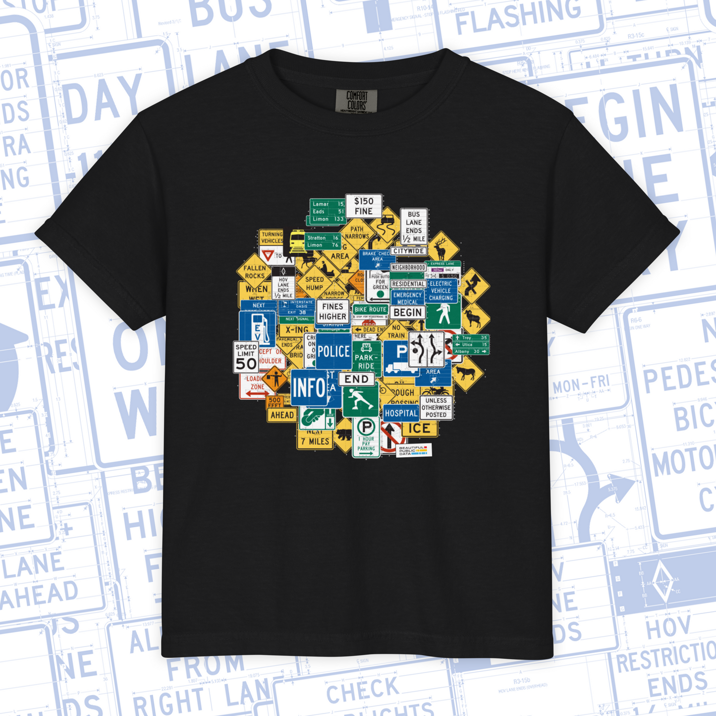 Kids Highway Signs T-Shirt, Road Trip Shirt, Youth Traffic Sign Tee
