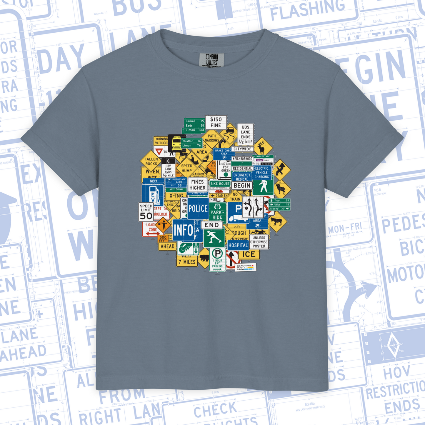 Kids Highway Signs T-Shirt, Road Trip Shirt, Youth Traffic Sign Tee