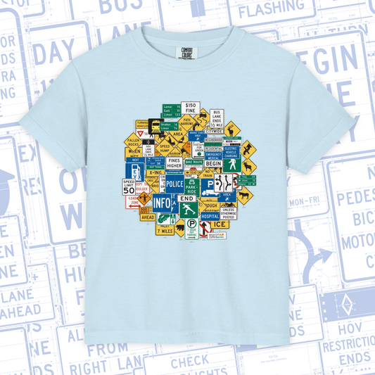 Kids Highway Signs T-Shirt, Road Trip Shirt, Youth Traffic Sign Tee
