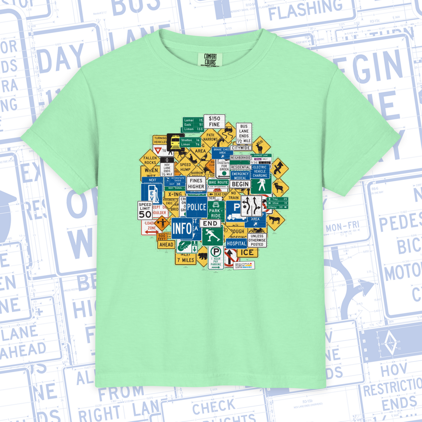 Kids Highway Signs T-Shirt, Road Trip Shirt, Youth Traffic Sign Tee