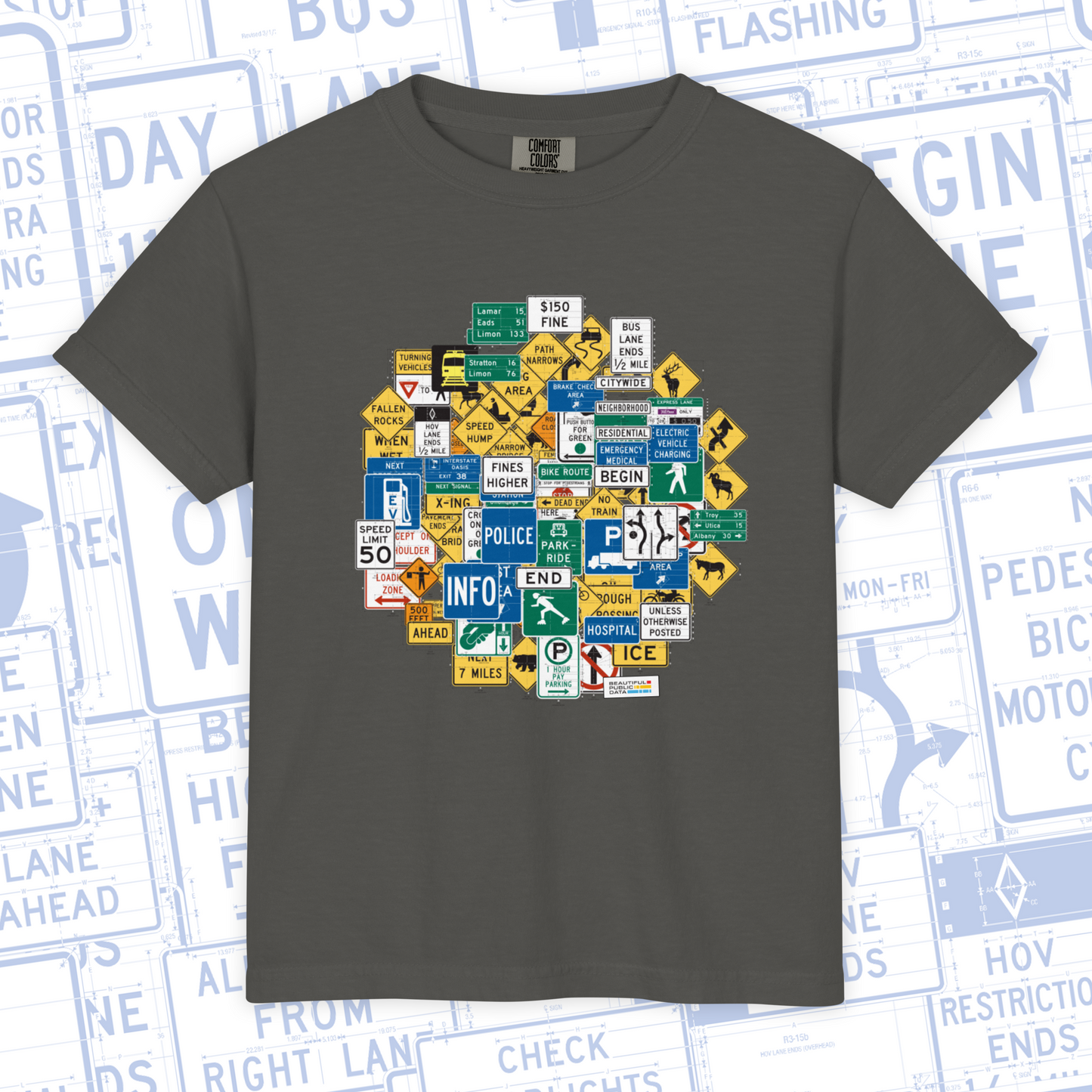 Kids Highway Signs T-Shirt, Road Trip Shirt, Youth Traffic Sign Tee